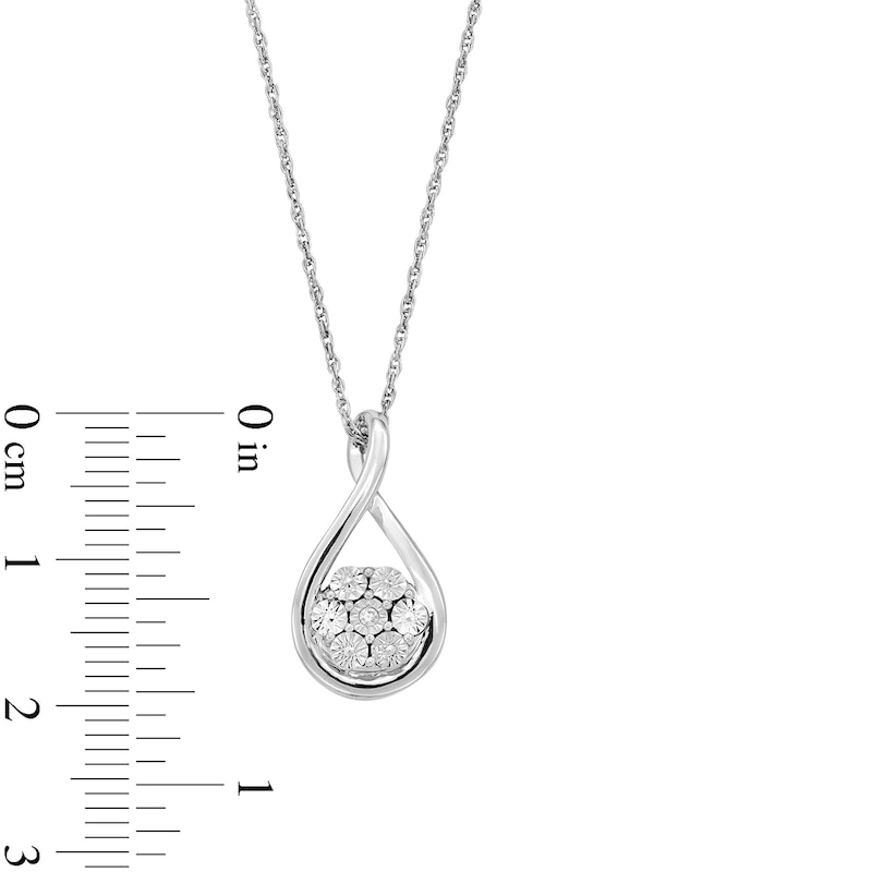 Main Image 3 of Diamond Accent Miracle Cluster Twist Teardrop Pendant in Sterling Silver
