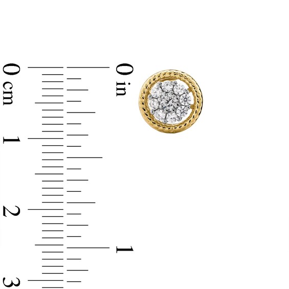 1/4 CT. T.w. Multi-Diamond Rope-Textured Frame Stud Earrings in Sterling Silver with 10K Gold Plate