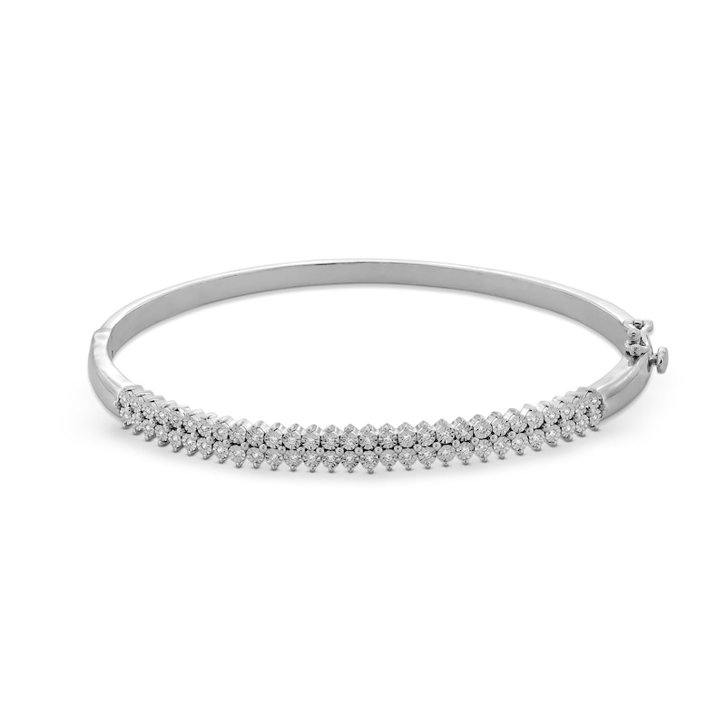 Main Image 1 of 1/4 CT. T.W. Diamond Miracle Double Row Bangle in Sterling Silver