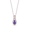 Thumbnail Image 1 of Oval and Round Amethyst with White Lab-Created Sapphire Open Frame Pendant in Sterling Silver with 18K Rose Gold Plate