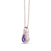 Thumbnail Image 2 of Oval and Round Amethyst with White Lab-Created Sapphire Open Frame Pendant in Sterling Silver with 18K Rose Gold Plate