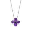 Thumbnail Image 1 of Pear-Shaped Amethyst and White Lab-Created Sapphire Flower Pendant in Sterling Silver with 18K Gold Plate