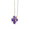 Thumbnail Image 2 of Pear-Shaped Amethyst and White Lab-Created Sapphire Flower Pendant in Sterling Silver with 18K Gold Plate