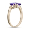 Thumbnail Image 2 of Pear-Shaped Amethyst and White Lab-Created Sapphire Flower Ring in Sterling Silver with 18K Gold Plate