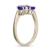 Thumbnail Image 3 of Pear-Shaped Amethyst and White Lab-Created Sapphire Flower Ring in Sterling Silver with 18K Gold Plate
