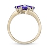 Thumbnail Image 4 of Pear-Shaped Amethyst and White Lab-Created Sapphire Flower Ring in Sterling Silver with 18K Gold Plate