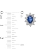 Thumbnail Image 3 of Oval Blue Sapphire and 1/20 CT. T.W. Diamond Sunburst Frame Stud Earrings in 10K White Gold