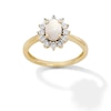 Thumbnail Image 1 of Oval Opal and Diamond Accent Sunburst Frame Ring in 10K Gold