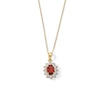 Thumbnail Image 1 of Oval Garnet and Diamond Accent Sunburst Frame Pendant in 10K Gold
