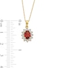 Thumbnail Image 4 of Oval Garnet and Diamond Accent Sunburst Frame Pendant in 10K Gold