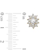 Thumbnail Image 3 of Oval White Lab-Created Sapphire and 1/20 CT. T.W. Diamond Sunburst Frame Stud Earrings in 10K Gold