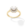 Thumbnail Image 1 of 6.0mm Freshwater Cultured Pearl and Diamond Accent Sunburst Frame Ring in 10K Gold
