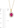 Thumbnail Image 4 of Oval Certified Ruby and Diamond Accent Sunburst Frame Pendant in 10K Gold