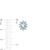 Thumbnail Image 3 of Oval Aquamarine and 1/20 CT. T.W. Diamond Sunburst Frame Stud Earrings in 10K White Gold