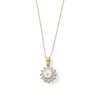 Thumbnail Image 1 of 6.0mm Freshwater Cultured Pearl and Diamond Accent Sunburst Frame Pendant in 10K Gold