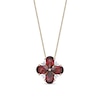 Thumbnail Image 1 of Pear-Shaped Garnet and White Lab-Created Sapphire Flower Pendant in Sterling Silver with 18K Gold Plate