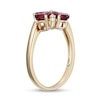 Thumbnail Image 2 of Pear-Shaped Garnet and White Lab-Created Sapphire Flower Ring in Sterling Silver with 18K Gold Plate