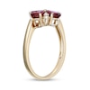 Thumbnail Image 3 of Pear-Shaped Garnet and White Lab-Created Sapphire Flower Ring in Sterling Silver with 18K Gold Plate