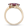 Thumbnail Image 4 of Pear-Shaped Garnet and White Lab-Created Sapphire Flower Ring in Sterling Silver with 18K Gold Plate