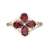 Thumbnail Image 5 of Pear-Shaped Garnet and White Lab-Created Sapphire Flower Ring in Sterling Silver with 18K Gold Plate