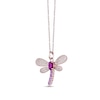 Thumbnail Image 2 of Oval Lab-Created Ruby with Pink and White Lab-Created Sapphire Dragonfly Pendant in Sterling Silver with Rose Gold Plate