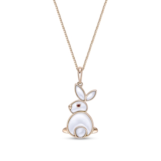 Mother-of-Pearl Bunny Pendant in Sterling Silver with 18K Gold Plate
