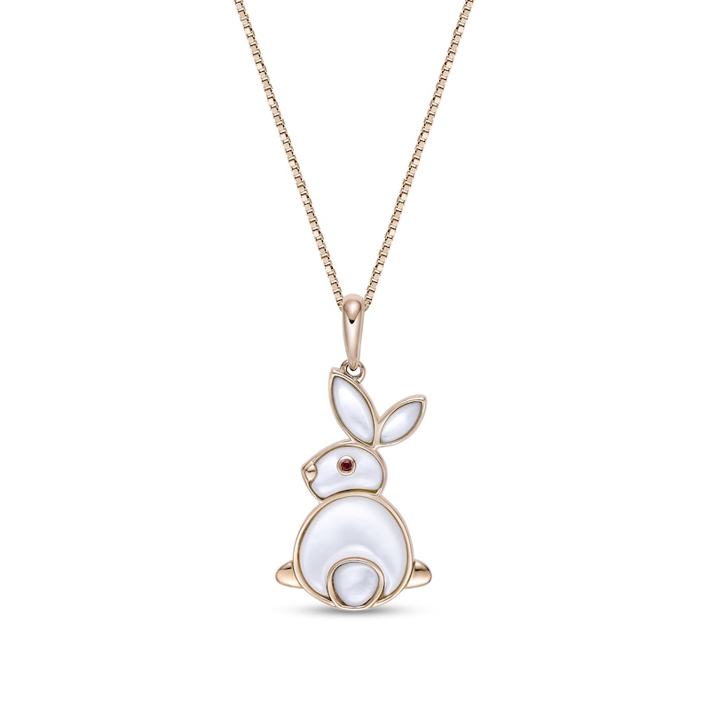 Main Image 1 of Mother-of-Pearl Bunny Pendant in Sterling Silver with 18K Gold Plate