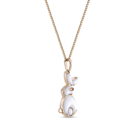 Mother-of-Pearl Bunny Pendant in Sterling Silver with 18K Gold Plate