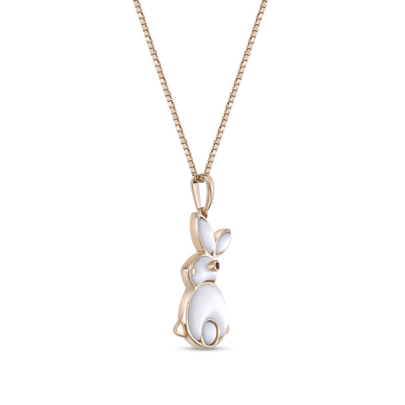 Main Image 2 of Mother-of-Pearl Bunny Pendant in Sterling Silver with 18K Gold Plate
