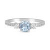Thumbnail Image 3 of 5.0mm Aquamarine and 3/8 CT. T.W. Lab-Grown Diamond Three Stone Ring in 14K White Gold