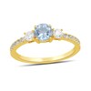 Thumbnail Image 1 of 5.0mm Aquamarine and 3/8 CT. T.W. Lab-Grown Diamond Three Stone Ring in 14K Gold