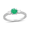 Thumbnail Image 1 of 5.0mm Emerald and 3/8 CT. T.W. Lab-Grown Diamond Three Stone Ring in 14K White Gold
