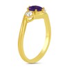 Thumbnail Image 2 of 6.0mm Amethyst and 1/5 CT. T.W. Lab-Created Diamond Three Stone Bypass Ring in 14K Gold