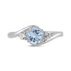 Thumbnail Image 3 of 6.0mm Aquamarine and 1/5 CT. T.W. Lab-Grown Diamond Three Stone Bypass Ring in 14K White Gold