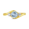 Thumbnail Image 3 of 6.0mm Aquamarine and 1/5 CT. T.W. Lab-Grown Diamond Three Stone Bypass Ring in 14K Gold