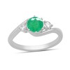 Thumbnail Image 1 of 6.0mm Emerald and 1/5 CT. T.W. Lab-Grown Diamond Three Stone Bypass Ring in 14K White Gold