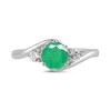 Thumbnail Image 3 of 6.0mm Emerald and 1/5 CT. T.W. Lab-Grown Diamond Three Stone Bypass Ring in 14K White Gold