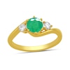 Thumbnail Image 1 of 6.0mm Emerald and 1/5 CT. T.W. Lab-Grown Diamond Three Stone Bypass Ring in 14K Gold