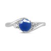 Thumbnail Image 3 of 6.0mm Blue Sapphire and 1/5 CT. T.W. Lab-Grown Diamond Three Stone Bypass Ring in 14K White Gold