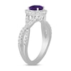 Thumbnail Image 2 of 6.0mm Amethyst and 1/2 CT. T.W. Lab-Grown Diamond Frame Crossover Shank Ring in 14K White Gold