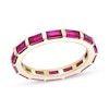Thumbnail Image 1 of Baguette-Cut Lab-Created Ruby Band in Sterling Silver with 18K Gold Plate