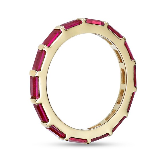 Baguette-Cut Lab-Created Ruby Band Sterling Silver with 18K Gold Plate
