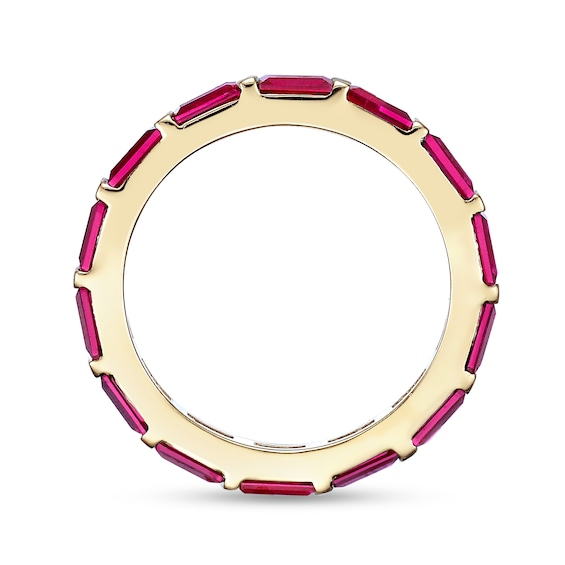 Baguette-Cut Lab-Created Ruby Band Sterling Silver with 18K Gold Plate