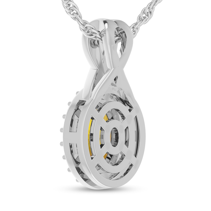 Main Image 3 of Oval Citrine and 1/15 CT. T.W. Diamond Frame Split Bail Pendant in 10K White Gold