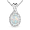 Thumbnail Image 1 of Oval Opal and 1/15 CT. T.W. Diamond Frame Split Bail Pendant in 10K White Gold