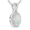 Thumbnail Image 2 of Oval Opal and 1/15 CT. T.W. Diamond Frame Split Bail Pendant in 10K White Gold