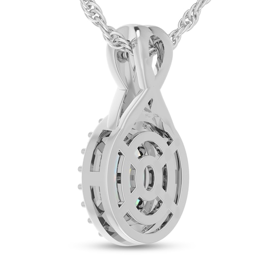 Oval Opal and 1/15 CT. T.w. Diamond Frame Split Bail Pendant in 10K White Gold