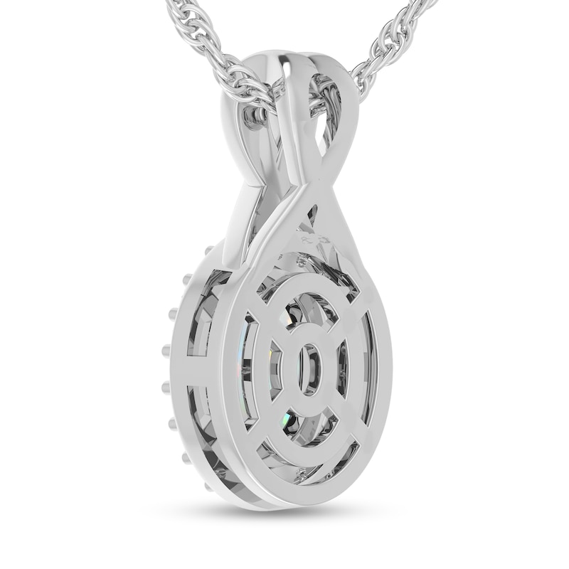 Main Image 3 of Oval Opal and 1/15 CT. T.W. Diamond Frame Split Bail Pendant in 10K White Gold
