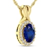 Thumbnail Image 2 of Oval Blue Sapphire and 1/15 CT. T.W. Diamond Frame Split Bail Pendant in 10K Gold