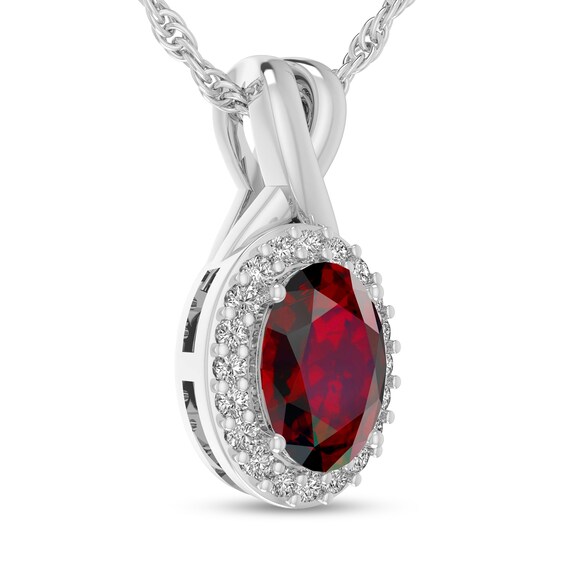 Oval Certified Ruby and 1/15 CT. T.w. Diamond Frame Split Bail Pendant in 10K White Gold